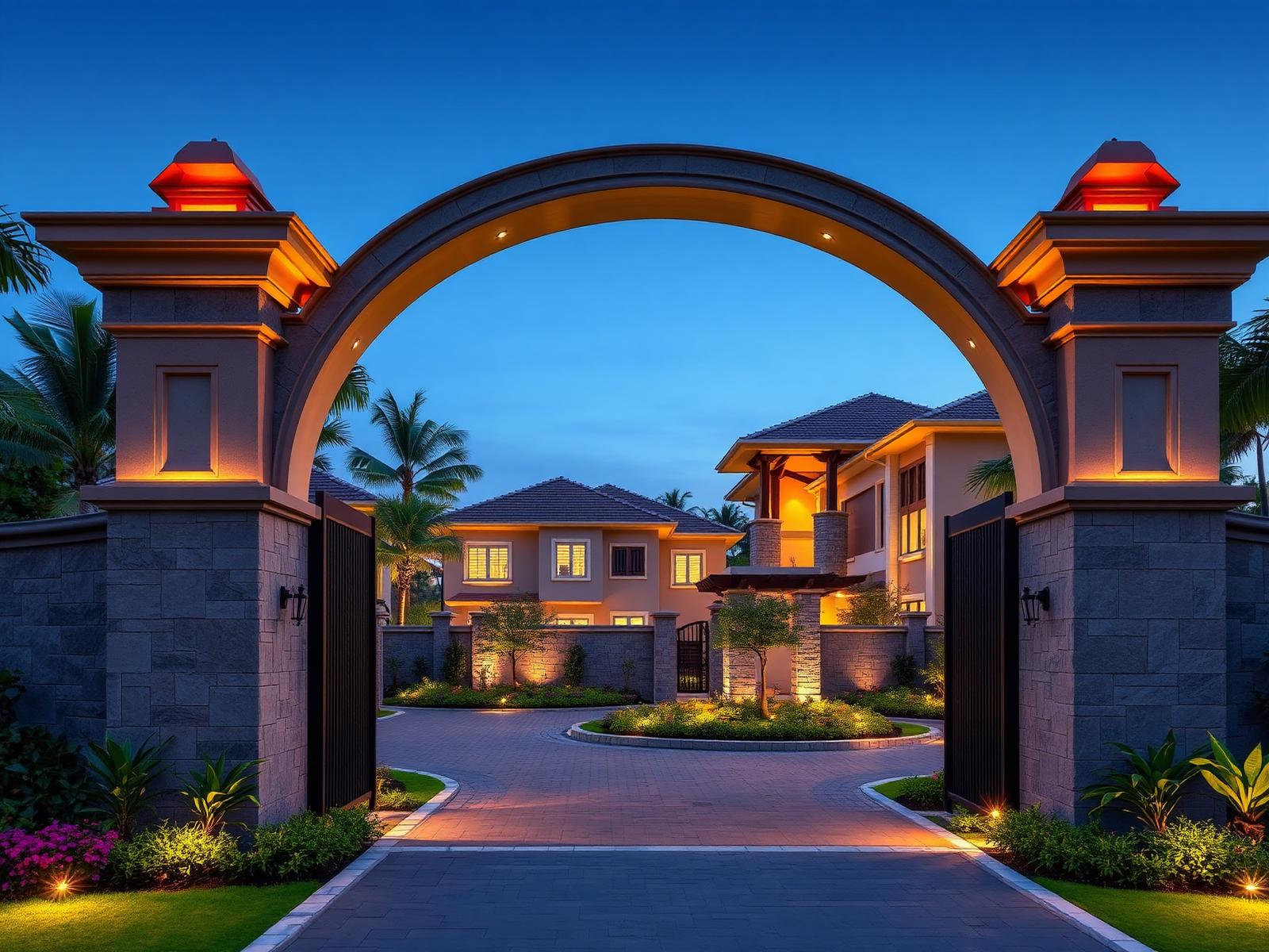 Grand entrance arch of the gated community