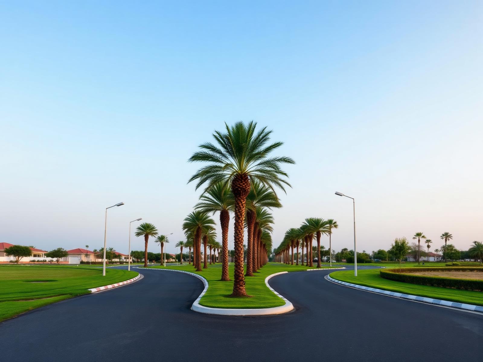Landscaped internal roads with avenue plantation
